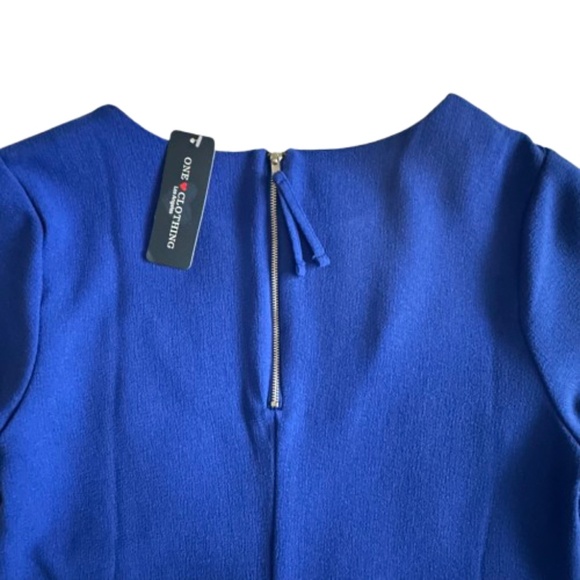 one clothing Women M Royal Blue Short Sleeve Round Neck Relaxed Tunic Mini Dress - Picture 5 of 13